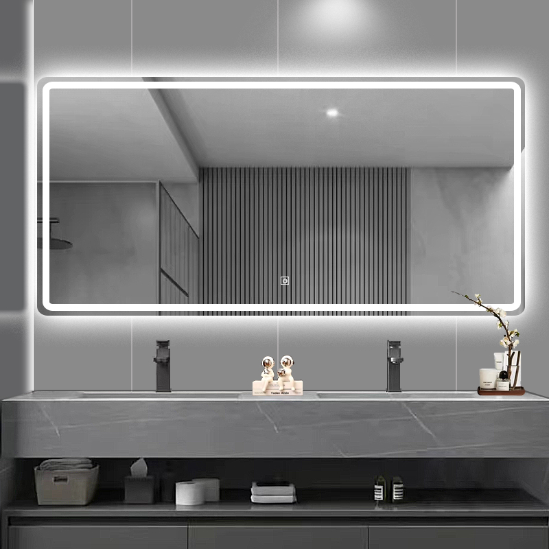 Kumlamalı Desenli Ledli Dokunmatik Tuşlu Banyo Aynaları